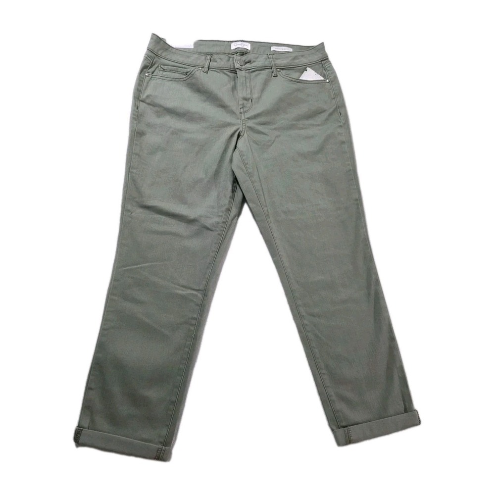 Jessica Simpson Green Tolled Crop Skinny Jeans Womens Size 12/31 Stretch